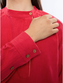 Косоворотка "Богатырская" из крапивы - красная