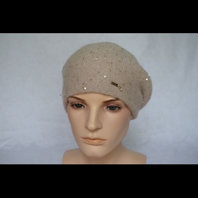 Кремовый женский берет вязаный Vizio Италия 6943