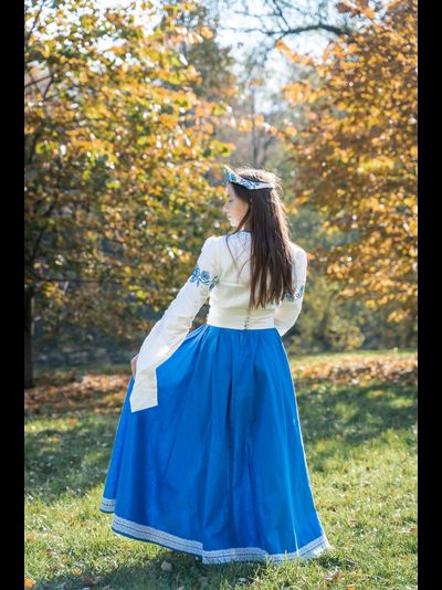 Свадебное платье в русском стиле "Гжель"