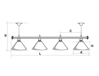 Светильник для бильярда Startbilliards, 4 плафона