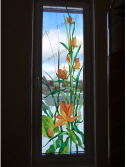 Витражная пленка на окна самоклеющаяся пленка на окна витражная пленка матовая лилии