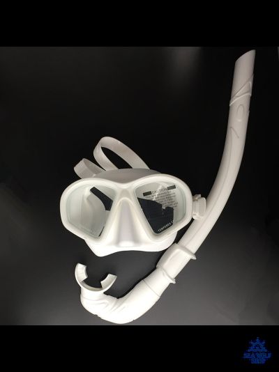 Маска для дайвинга с трубкой Комплект Sea Wolf белый силикон