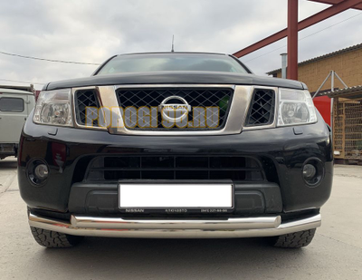Защита переднего бампера (радиус) d76/60 для Nissan Navara (2005-2015)
