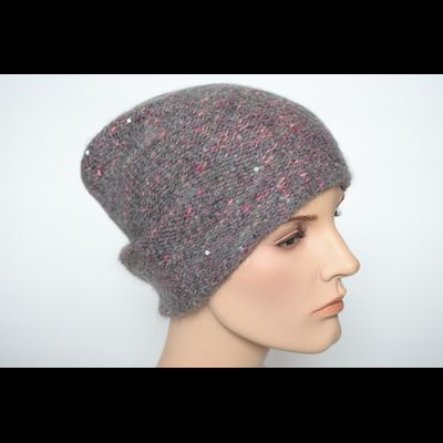 Серая с фуксией меланжевая шапка носок Vizio Италия 8023  (6926) CL