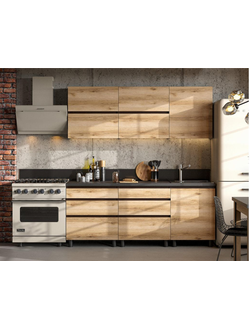 Берген 2,0 м кухонный гарнитур Венге/Дуб делано/Черный мрамор