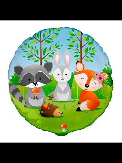 Шар фольгированный с гелием круг &quot;Лесные зверята&quot; 45см
