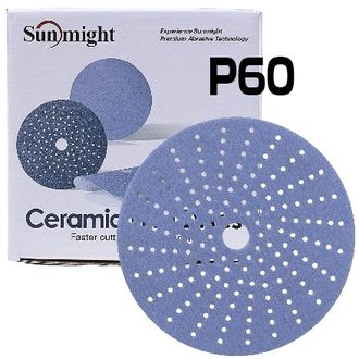 Шлифовальный круг SunMight CERAMIC L712T P60 225мм на липучке, 24 отв. арт. 78005
