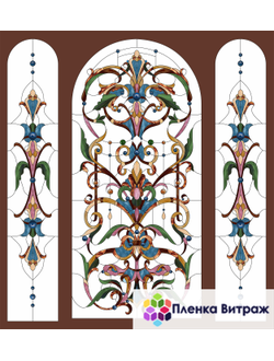 Витражная пленка, витражная пленка самоклеющаяся, пленочный витраж с классическим рисунком