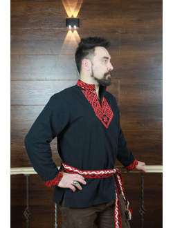 Рубаха из крапивы Сердечная со стойкой