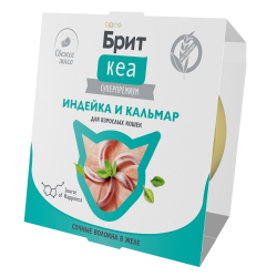 Brit Care (Брит кэа) Ламистер с Индейкой и Кальмаром для взрослых кошек, волокна в желе, 75 г