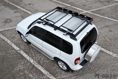 Багажник-корзина двухсекционная универсальная с основанием-решетка (ППК) 1630х1050мм под попереч мм под поперечины на крышу автомобиля