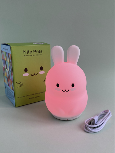 Ночник музыкальный силиконовый ЗАЙЧИК (вертикальный) на аккумуляторе с  функцией белого шума