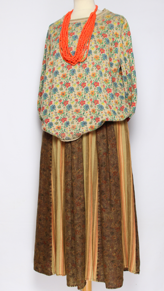 ЮБКА "МНОГО КЛИНЬЕВ" бежевая, кофе до р.52