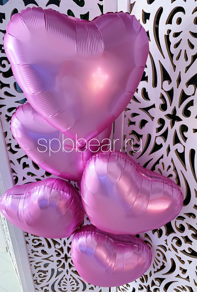 Фольгированные шары Сердца 5 штук розовые