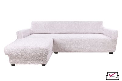 Чехол на угловой диван с левым выступом Тела Пианта молочный. ИТАЛИЯ Бренд Еврочехол