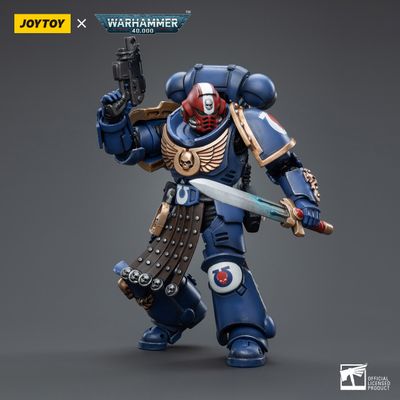 Интерцессор-ветеран Ультрамаринов (Warhammer 40k) - КОЛЛЕКЦИОННАЯ ФИГУРКА 1/18 Ultramarines Intercessor Veteran Sergeant Brother Aeontas (JT4386) - JOYTOY