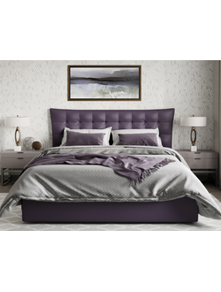 Кровать односпальная, двуспальная, MyCloud Эмилия с подъемным механизмом, бельевым ящиком, мягкое изголовье квадратами