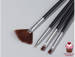 Набор синтетических кистей Черные, 4 шт.