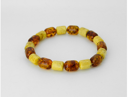 Браслет из натурального янтаря "Бочонок" на резинке  04346