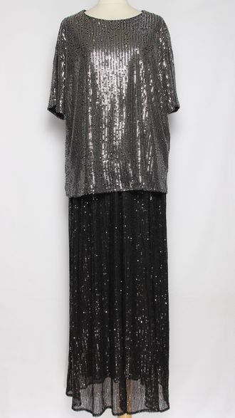 ДЖЕМПЕР  "Пайетки короткий рукав " серебро р.50-56