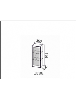 Шкаф навесной 350/912 (со стеклом)
