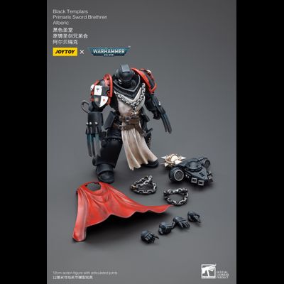 Брат меча Черных Храмовников Альберик (Warhammer 40k) - КОЛЛЕКЦИОННАЯ ФИГУРКА 1/18 Black Templar Primaris Sword Brethen Alberic (JT3822) - JOYTOY