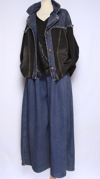 Джинсовка-бомбер "АНГЛИЙСКИЙ ВОРОТ" синяя, черная р.48-54