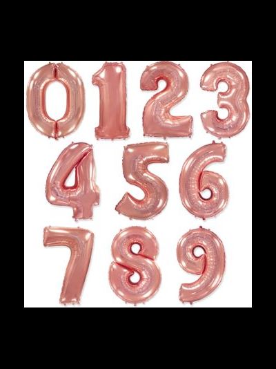 Цифра фольгированная с гелием Розовое золото 102см