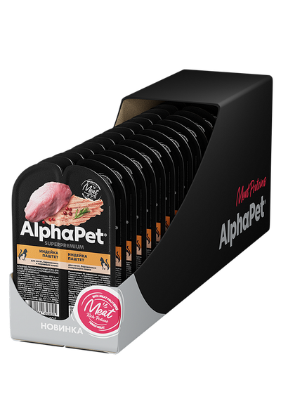 AlphaPet (АльфаПет) Влажный корм (пауч) для котят, беременных и кормящих кошек, паштет с Индейкой, 80 г