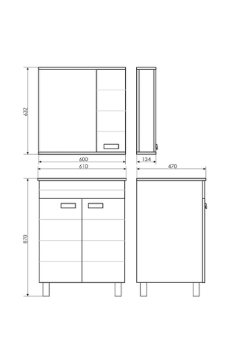 Зеркало-шкаф "Модена М-60" белый матовый