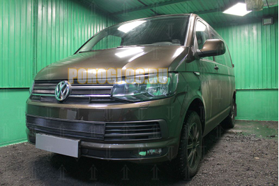 Защита радиатора Volkswagen T6 (Multivan,Caravelle) 2015- (2 части) black низ