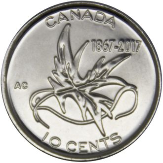10 центов 150 лет Конфедерации. Канада, 2017 год