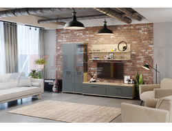 Композиция гостиной ГРЕЙС корпус Гикори Джексон Светлый/фасад Антрацит Матовый