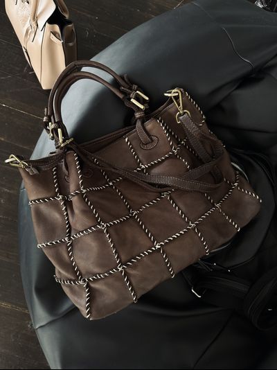 Женская сумка из натуральной винтажной кожи Vera Pelle цвет коричневый 025890