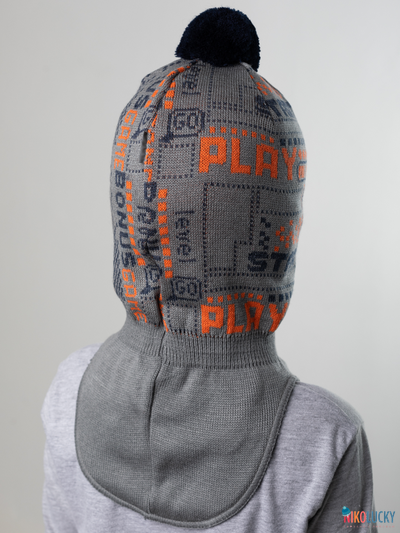 Шапка-шлем  21202-06, цвет темно-серый, оранжевый, р. 52-54