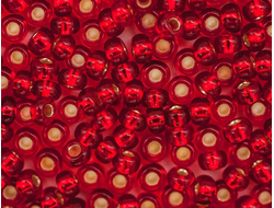 БИСЕР PRECIOSA 10/0 - 50г - 97070 ПРОЗРАЧНЫЙ С СЕРЕБРЯНОЙ ЛИНИЕЙ ВНУТРИ КРАСНЫЙ (ОГОНЁК)
