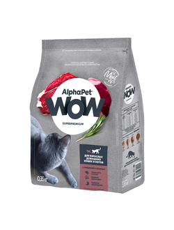 AlphaPet (АльфаПет) WOW Superpremium сухой корм для взрослых кошек с говядиной и печенью 350 г