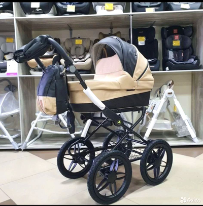 Детская коляска 2 в 1 Cobabe 6300L Коричневый Экокожа