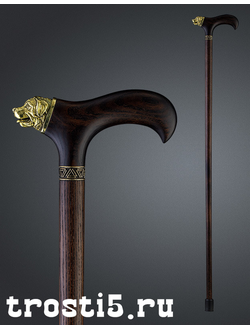 трость с головой собаки коричневого цвета