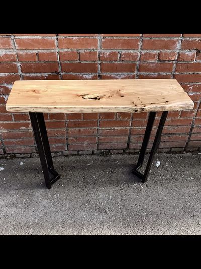 консоль из слэба карагача на геометрическом подстолье