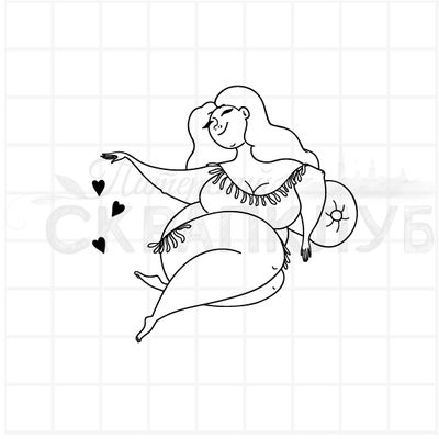 штамп Девушка полная лежит на подушке