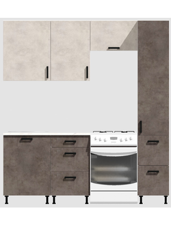 Кухня Эконом 1,5 метра с колонкой (1100х400) Цвет: Цемент светлый/Цемент темный