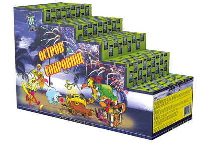 Батарея салютов ОСТРОВ СОКРОВИЩ (0,8"; 1,2"; 2" / 67 залпов)