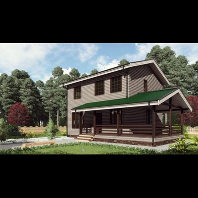 Двухэтажный каркасный дом с пятью спальнями 121м² (SK52)