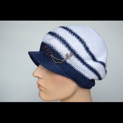 Летняя кепка вязаная vizio 5038 белая с синим