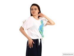 Блузка женская белая с рисунком Linea Cinque 06/33709 р.S