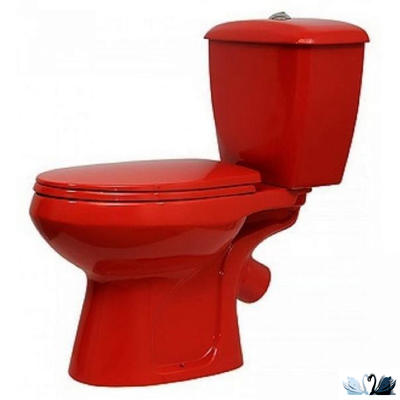 Унитаз с бачком Оскольская керамика Элисса Антивсплеск, красный, Стандарт (сиденье арматура УКЛАД)