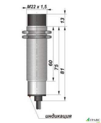 Индуктивный датчик цилиндрический с резьбой И19-NC-AC (М22х1,5)