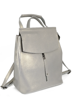 (АРТИКУЛ: 8741/1-61) ЖЕНСКИЙ РЮКЗАК, СРЕДНЕГО РАЗМЕРА, НАТУРАЛЬНАЯ КОЖА, СВЕТЛО-СЕРЫЙ С НЕБОЛЬШИМ ПЕРЛАМУТРОВЫМ БЛЕСКОМ