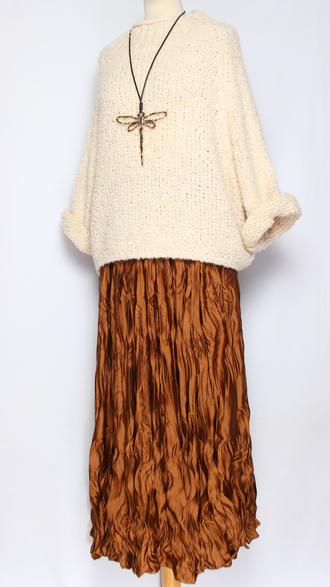 Юбка плотная шелковая "Жатая" терракотовая   р.46-54